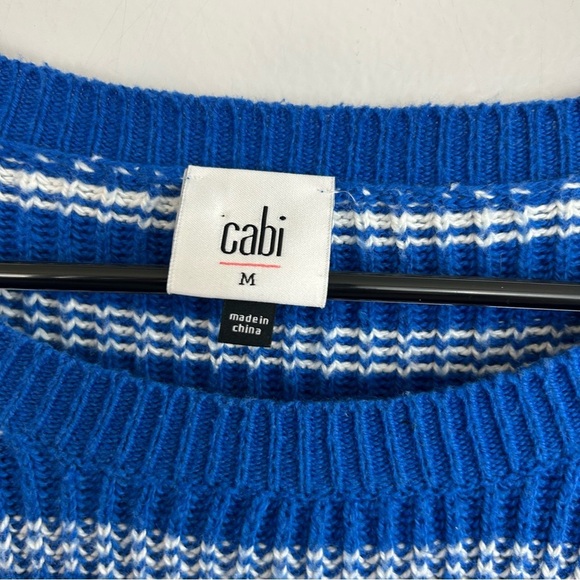 CAbi Blue/White Striped Knit Pullover Sweater w/ Buttons Size Medium #6165 - Picture 10 of 14